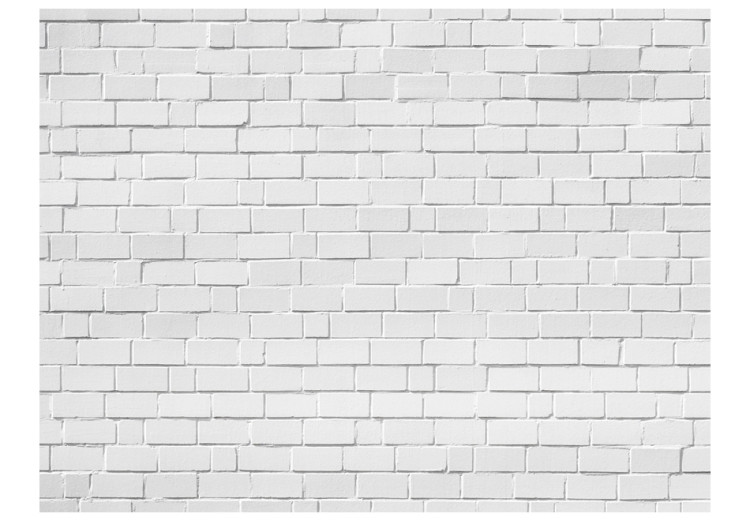 Fototapeta Biała ściana z cegły efekt 3D - tło o teksturze białej surowej cegły 60952 additionalImage 1