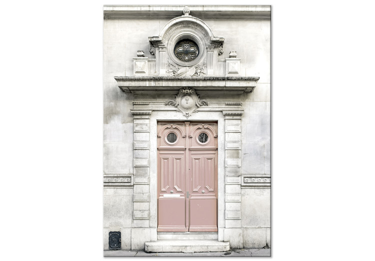 Obraz Różowe drzwi paryskiej kamienicy - fotografia architektury Paryża 132262