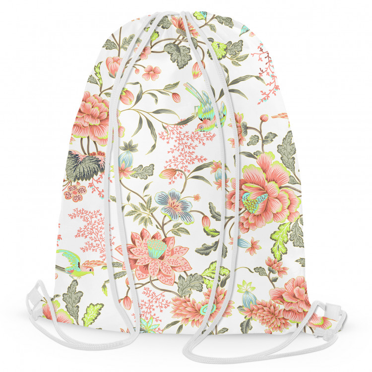 Worek plecak Roślinna arabeska brzoskwiniowa - kolorowa kompozycja kwiatów 147372
