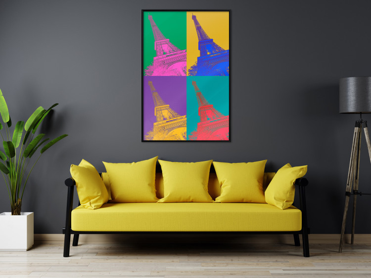 Plakat Kolorowy Paryż - kolaż z wieżami Eiffla w stylu pop-art 144782 additionalImage 15