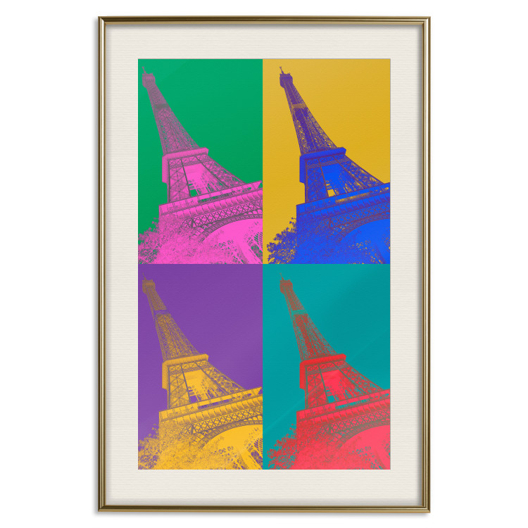 Plakat Kolorowy Paryż - kolaż z wieżami Eiffla w stylu pop-art 144782 additionalImage 27