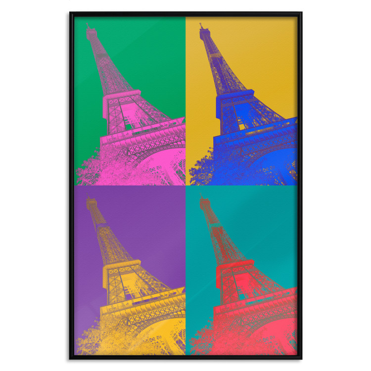 Plakat Kolorowy Paryż - kolaż z wieżami Eiffla w stylu pop-art 144782 additionalImage 22