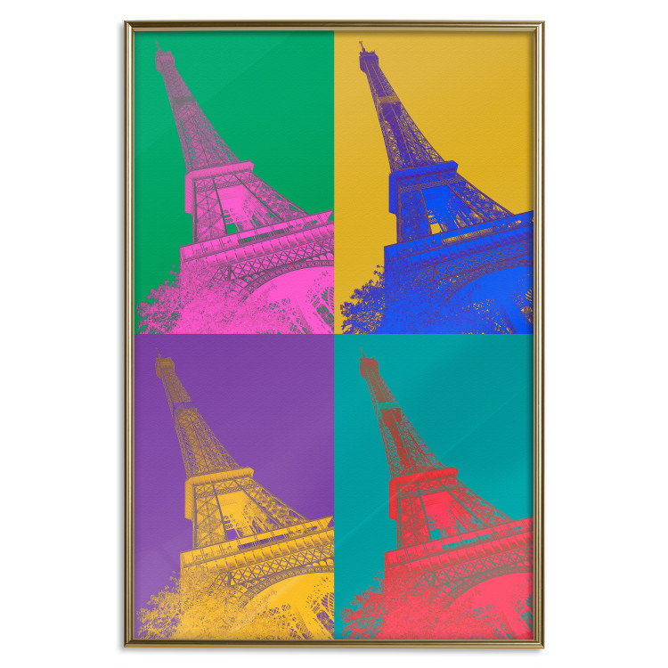 Plakat Kolorowy Paryż - kolaż z wieżami Eiffla w stylu pop-art 144782 additionalImage 18