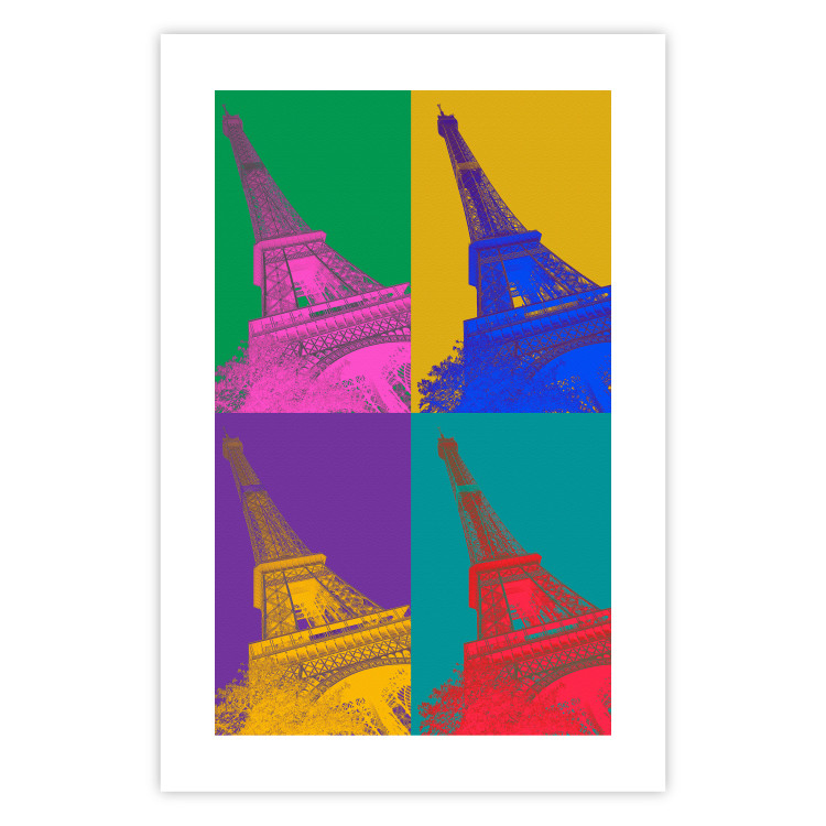 Plakat Kolorowy Paryż - kolaż z wieżami Eiffla w stylu pop-art 144782 additionalImage 23