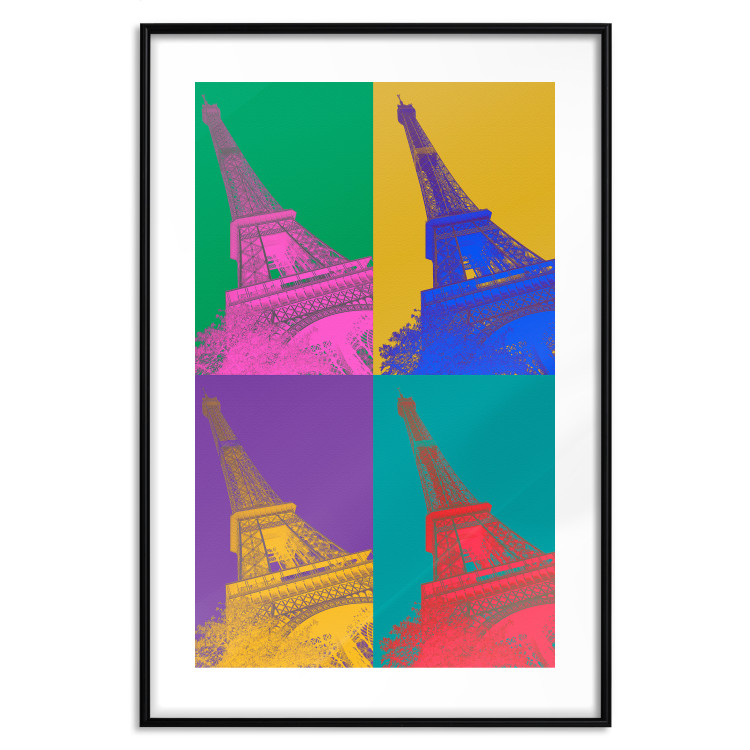 Plakat Kolorowy Paryż - kolaż z wieżami Eiffla w stylu pop-art 144782 additionalImage 24