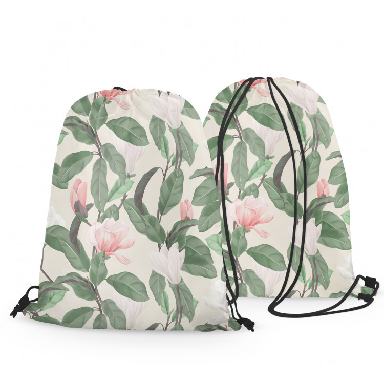 Worek plecak Łagodne magnolie - subtelny wzór roślinny w stylu cottagecore 147382 additionalImage 3