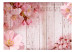 Fototapeta Kwiaty jabłoni - motyw w odcieniach różu na tle o teksturze drewna 92992 additionalThumb 1