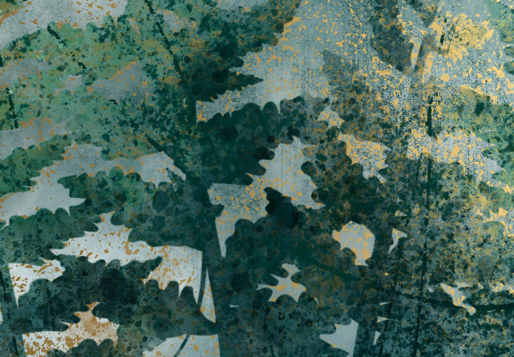 Obraz okrągły Zielone paprocie - bujna roślinność pokryta złotym pyłem 148703 additionalImage 2