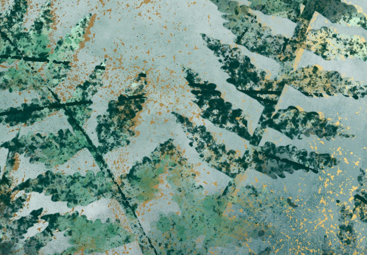 Obraz okrągły Zielone paprocie - bujna roślinność pokryta złotym pyłem 148703 additionalImage 4