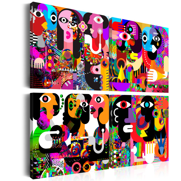 Obraz Sztuka kolorowych twarzy (4-częściowy) - modernistyczny styl postaci 96103 additionalImage 2