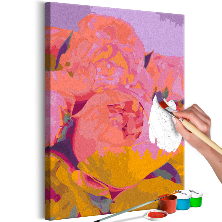 Obraz do malowania po numerach Poziomkowe peonie - duże pąki kwiatów w kolorze różowyum 146213 additionalImage 5