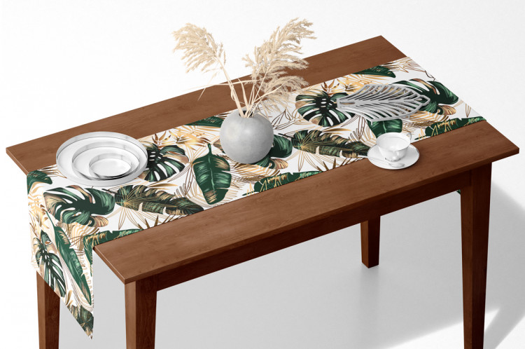 Bieżnik na stół Elegancja liści – kompozycja utrzymana w odcieniach zieleni i złota 147313 additionalImage 4