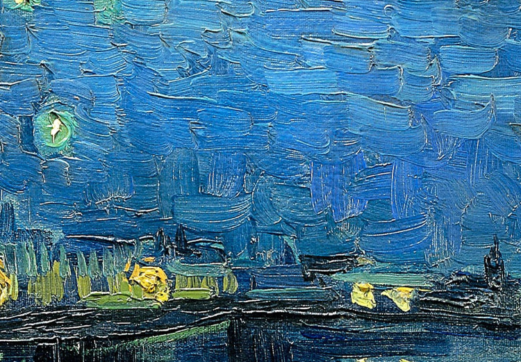 Okrągły obraz Vincent van Gogh - Gwieździsta noc nad Rhone - Łódź na tle niebieskiego nieba 148713 additionalImage 3