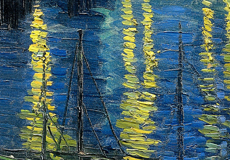 Okrągły obraz Vincent van Gogh - Gwieździsta noc nad Rhone - Łódź na tle niebieskiego nieba 148713 additionalImage 4