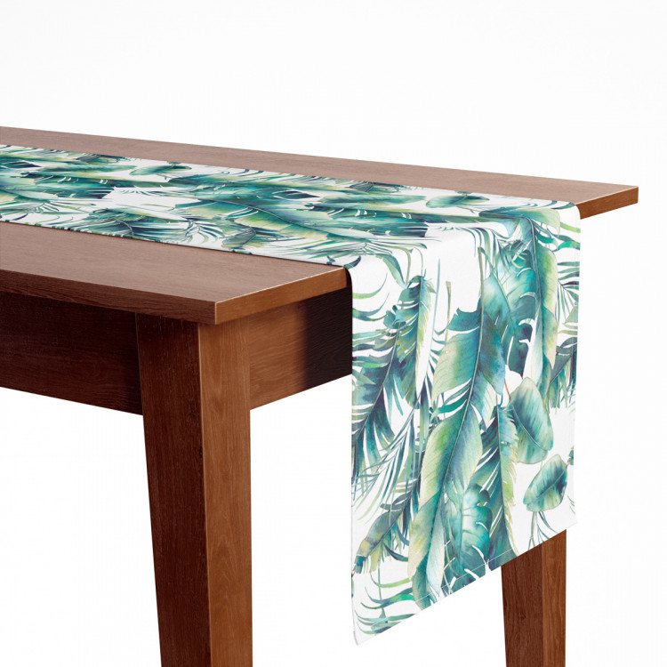 Bieżnik na stół Lekkie liście - tropikalna roślinność w akwarelowym stylu na białym tle 147223 additionalImage 5