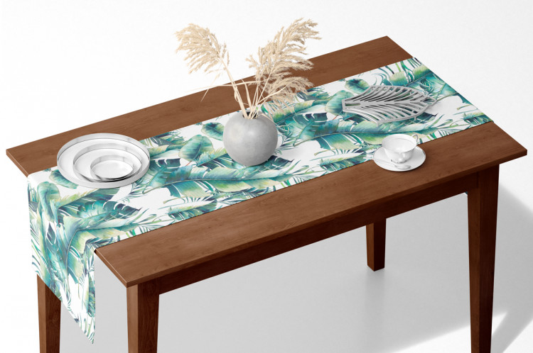 Bieżnik na stół Lekkie liście - tropikalna roślinność w akwarelowym stylu na białym tle 147223 additionalImage 4