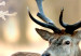 Okrągły obraz Król lasu - zdjęcie jelenia na tle zimowego lasu o poranku 148723 additionalThumb 2