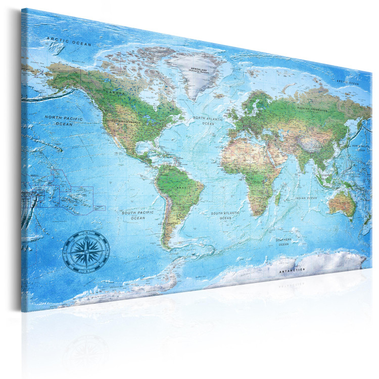 Obraz Podróż z kompasem (1-częściowy) - klasyczna mapa świata na niebiesko 95923 additionalImage 2