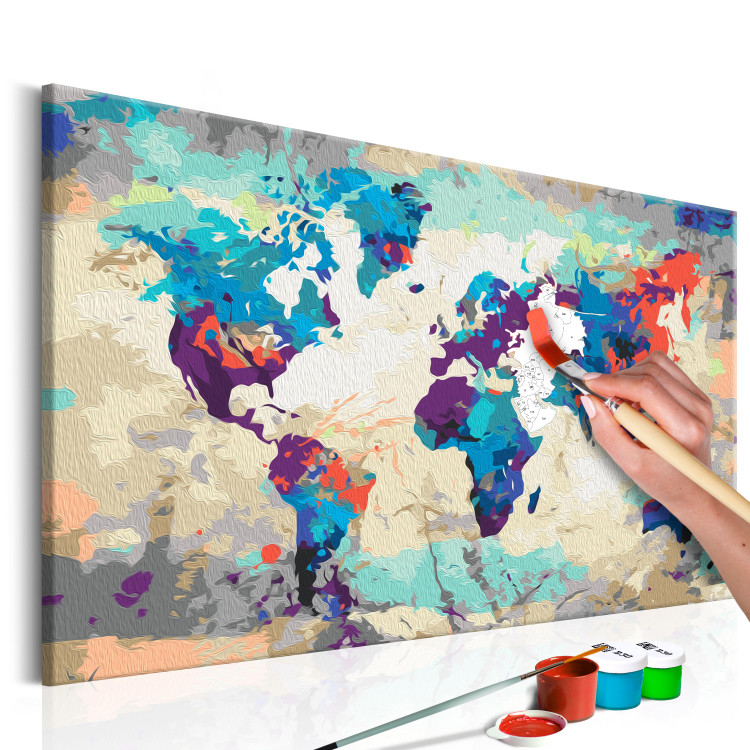Obraz do malowania po numerach Mapa świata (błękitno-czerwona) 107133 additionalImage 3