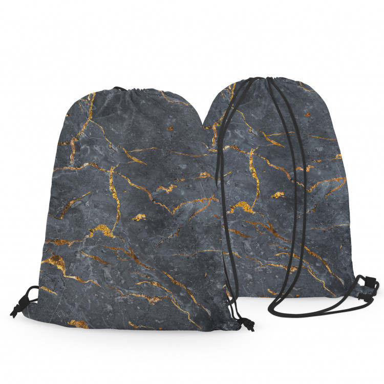 Worek plecak Spękana magma - grafitowy wzór imitujący kamień ze złotymi smugami 147433 additionalImage 3