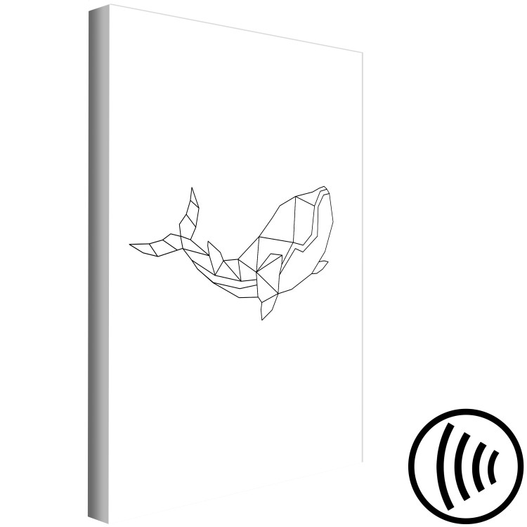 Obraz Czarne kontury płynącego wieloryba - biała, minimalistyczna abstrakcja 128043 additionalImage 6