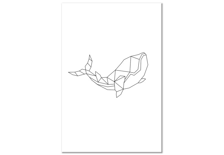 Obraz Czarne kontury płynącego wieloryba - biała, minimalistyczna abstrakcja 128043