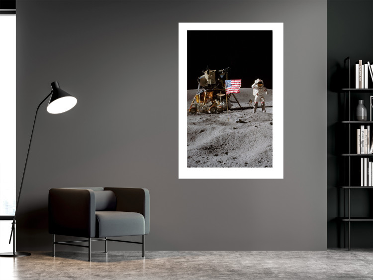 Plakat Lądowanie na Księżycu - zdjęcie statku, astronauty i flagi w kosmosie 146243 additionalImage 14