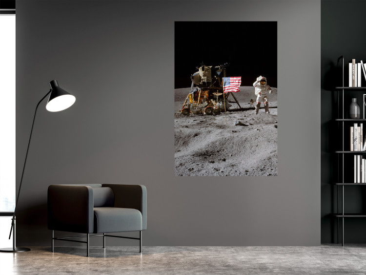 Plakat Lądowanie na Księżycu - zdjęcie statku, astronauty i flagi w kosmosie 146243 additionalImage 13