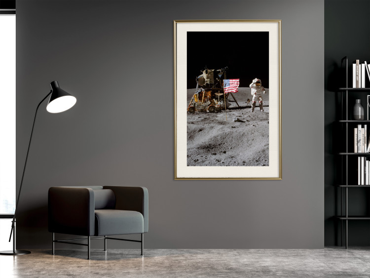 Plakat Lądowanie na Księżycu - zdjęcie statku, astronauty i flagi w kosmosie 146243 additionalImage 23