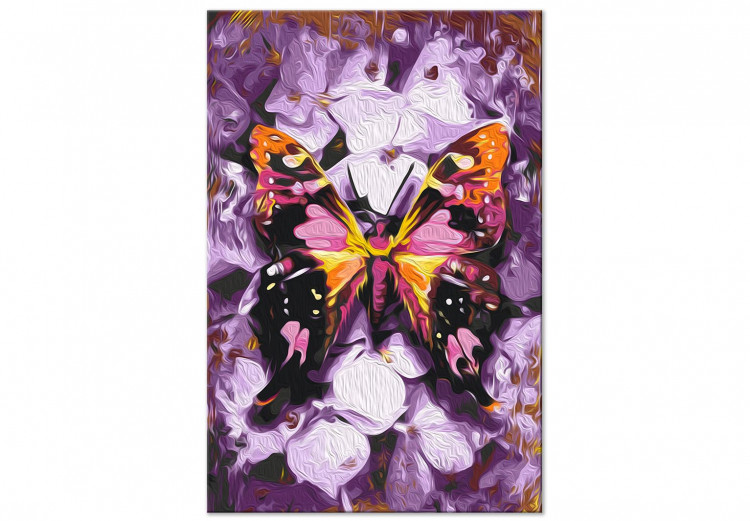 Obraz do malowania po numerach Harmonia - fioletowy motyl na tle fioletowych płatków kwiatów 146543 additionalImage 3
