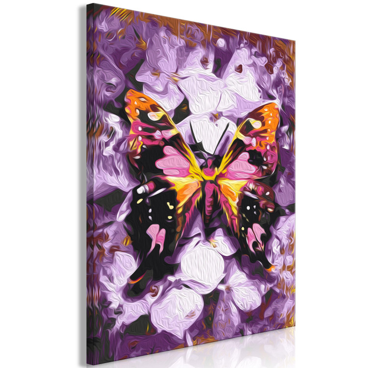 Obraz do malowania po numerach Harmonia - fioletowy motyl na tle fioletowych płatków kwiatów 146543 additionalImage 6