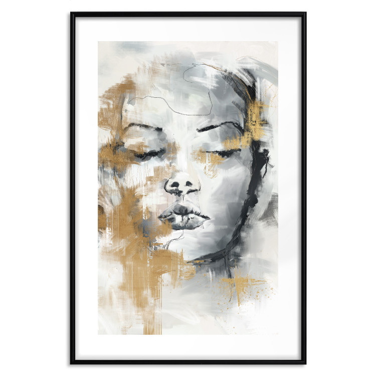 Plakat Portret nieznajomej - twarz kobiety ekspresyjnie malowany w szarościach 144753 additionalImage 22