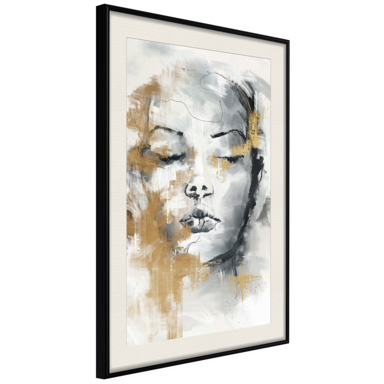 Plakat Portret nieznajomej - twarz kobiety ekspresyjnie malowany w szarościach 144753 additionalImage 8
