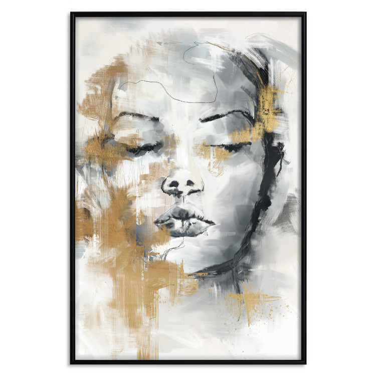 Plakat Portret nieznajomej - twarz kobiety ekspresyjnie malowany w szarościach 144753 additionalImage 20