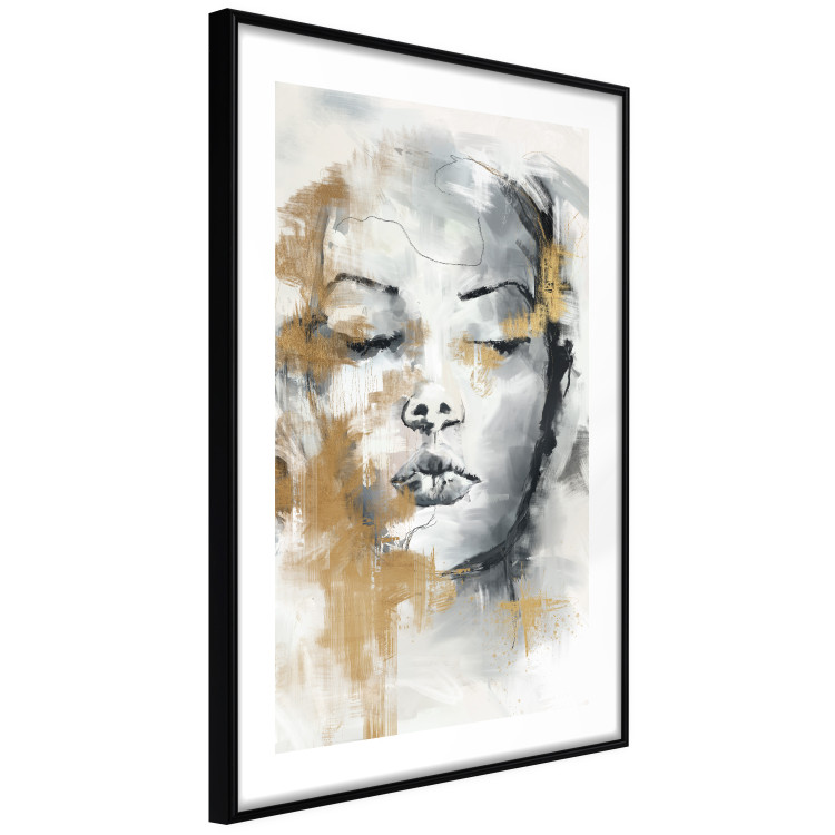 Plakat Portret nieznajomej - twarz kobiety ekspresyjnie malowany w szarościach 144753 additionalImage 6