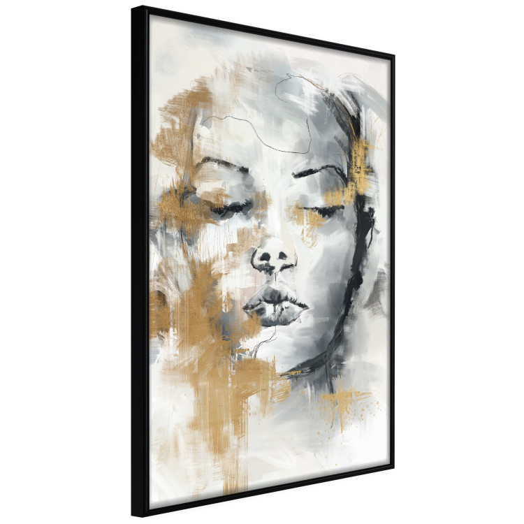 Plakat Portret nieznajomej - twarz kobiety ekspresyjnie malowany w szarościach 144753 additionalImage 4