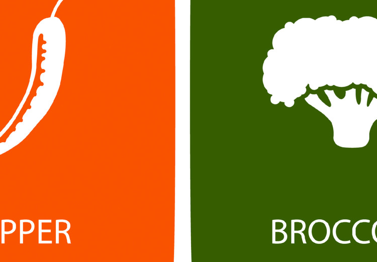 Obraz Tablica warzyw - białe ikony z angielskimi nazwami na kolorowym tle 123563 additionalImage 4