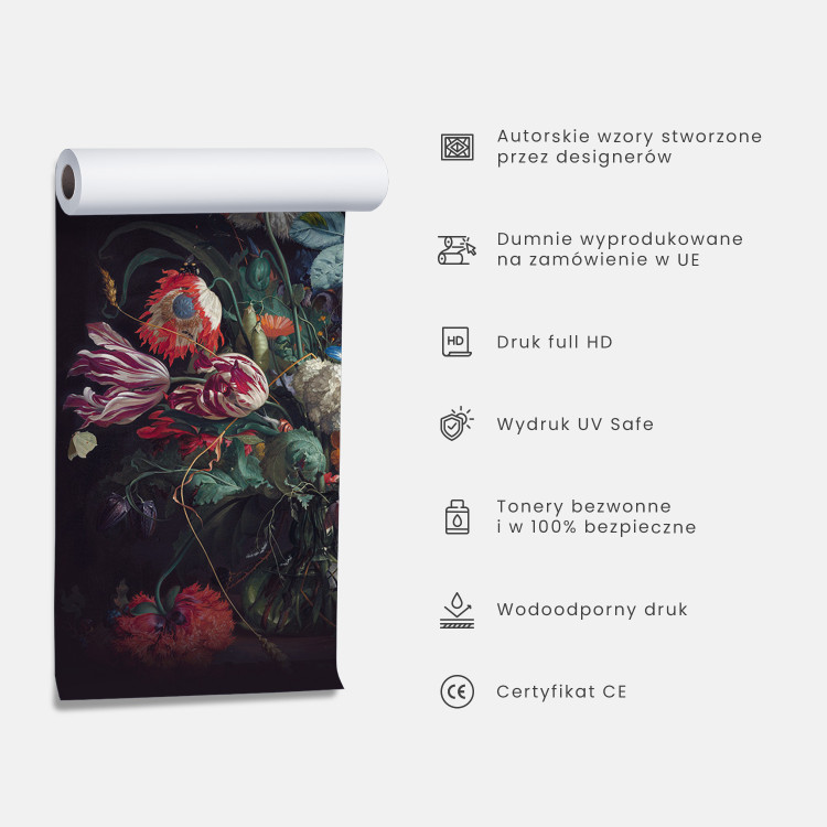 Fototapeta Motyw kwiatowy - bukiet kwiatów w odcieniach różu na tle z efektem 3D 126663 additionalImage 6