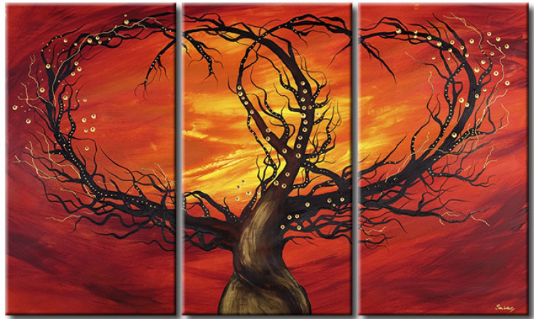 Obraz Miłosne drzewo - pejzaż rośliny z gałęziami ułożonymi w dwa serca 49863