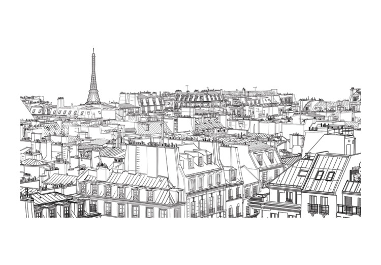 Fototapeta Szkicownik - Paryż czarno-biały szkic francuskiej architektury miasta 59873 additionalImage 1