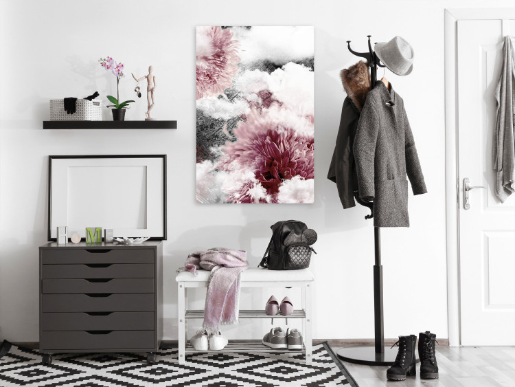 Obraz Daliowe obłoki - przenikające się zdjęcia chmur i różowych kwiatów 122783 additionalImage 3