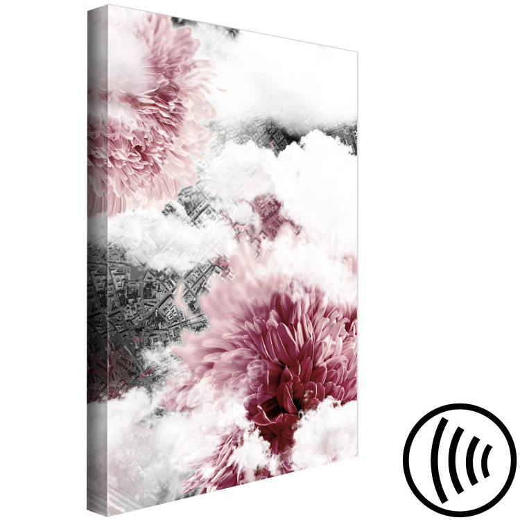 Obraz Daliowe obłoki - przenikające się zdjęcia chmur i różowych kwiatów 122783 additionalImage 6