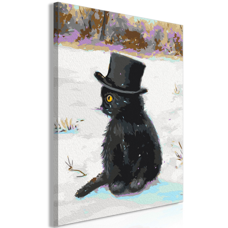 Obraz do malowania po numerach Czarny kotek z melonikiem 138483 additionalImage 3