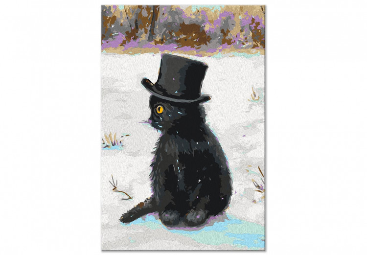 Obraz do malowania po numerach Czarny kotek z melonikiem 138483 additionalImage 7