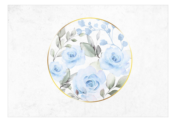 Fototapeta Różane koło - abstrakcja z niebieskimi kwiatami i efektem malowania 143393 additionalImage 1