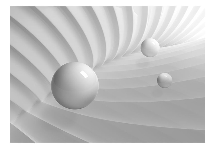 Fototapeta Kształtna symetria - abstrakcja z białymi lśniącymi kulami w korytarzu 64293 additionalImage 1