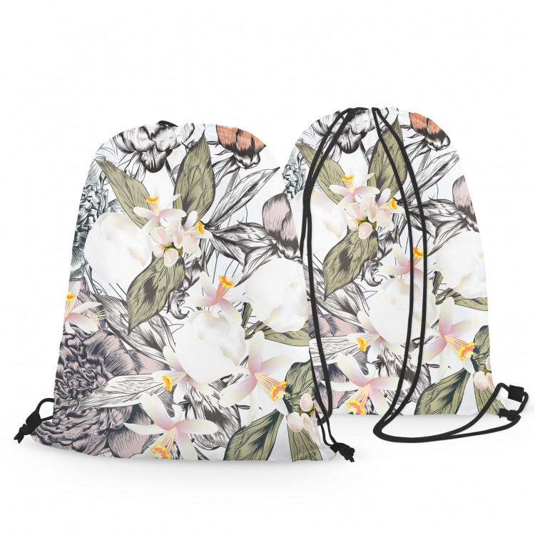 Worek plecak Kwiatowa impresja – motyw inspirowany naturą w zieleni i szarości 147704 additionalImage 3