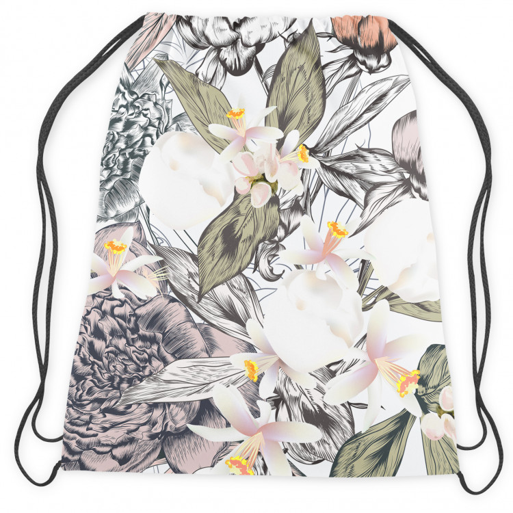 Worek plecak Kwiatowa impresja – motyw inspirowany naturą w zieleni i szarości 147704 additionalImage 2