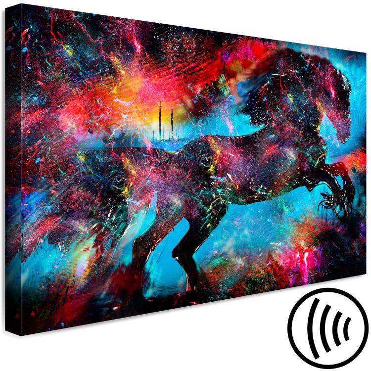 Obraz Mityczny koń - kolorowa abstrakcja z czarnym zwierzęciem 131644 additionalImage 6