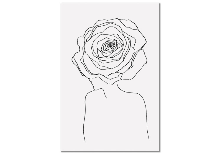 Obraz Róża we włosach - linearna sylwetka kobiety z kwiatkiem 132144